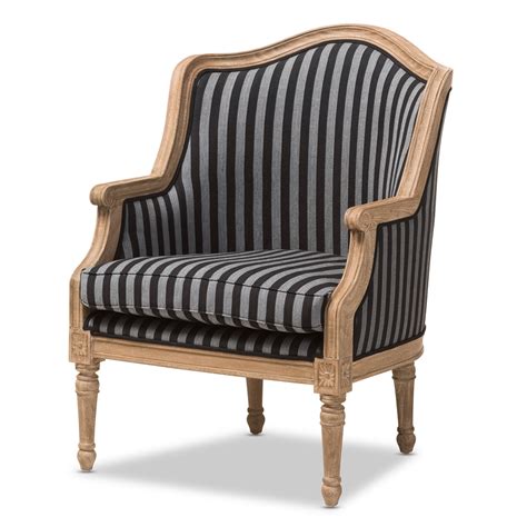Baxton Studio Charlemagne Traditional French Accent Chair Oak Blue