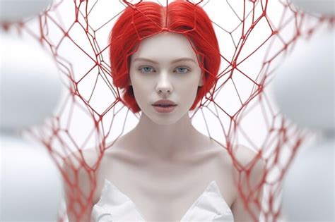 Premium Ai Image Pale Redhead Woman Closeup Portrait Generative Ai