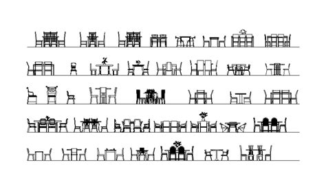 Dining Table Set Elevation Cad Block