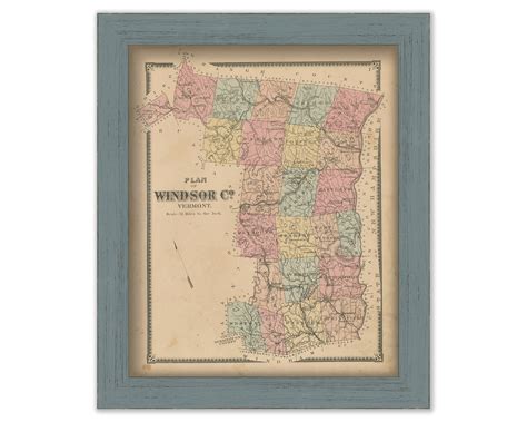 Windsor County Vermont 1869 Map Replica Or Genuine Original
