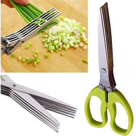 Multifunction 5 Blade Vegetable Stainless Steel Herbs Scissor With Comb