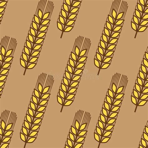 Wheat Ears With Ripe Grains Seamless Pattern Stock Vector