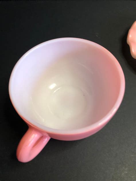 Vintage Milk Glass Crinoline Pink Hazel Atlas Set Of Cup And Etsy Canada