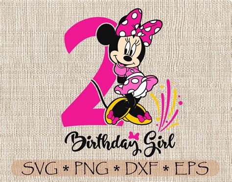 Svg Png Minnie Mouse Second Birthday Girl Two Years Old Red And Etsy