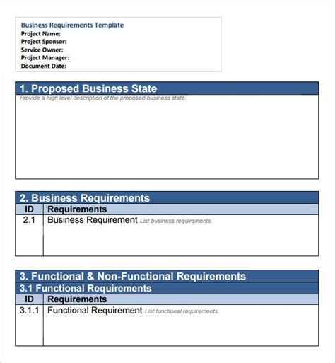 Brd Template Free Word Templates Pertaining To Business Requirement