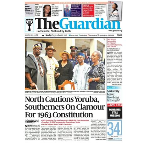 Naija Newspapers Todays The Guardian Newspaper Headlines 10 September 2017 Politics Nigeria