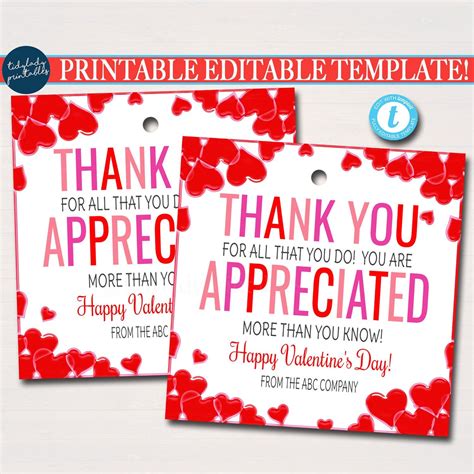 Valentines Day Thank You T Tags Teacher Staff Employee Nurse