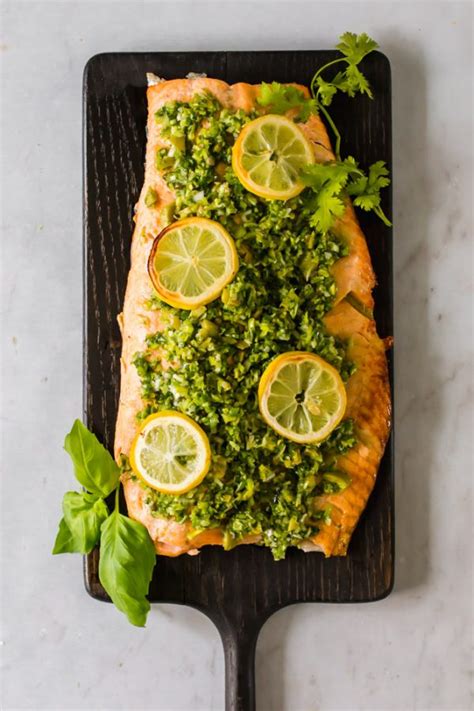 Oven Baked Salmon Recipe With Tangy Gremolata Sauce Lenas Kitchen
