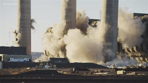 Drone Video Captures The Demolition Of The Smokestacks At The Navajo