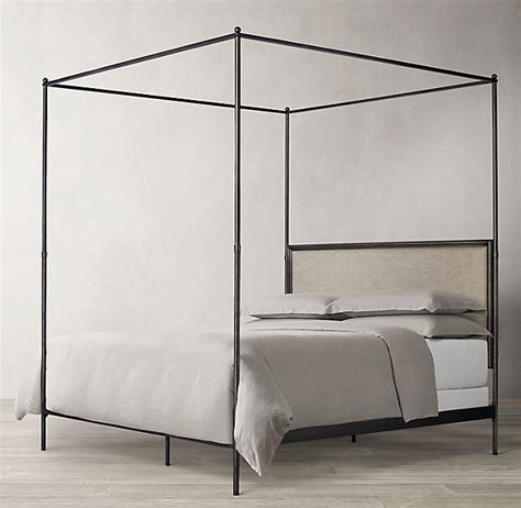 Our iron beds also offer custom castings for joints and finials, in addition to custom dimension and design. 19th C. French Iron Canopy Fabric Bed | Iron canopy bed ...
