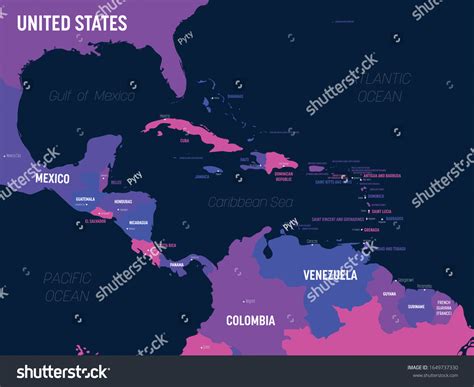 Central America Map High Detailed Political Stock Vector Royalty Free