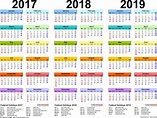 2017-2019 Three Year Calendar - free printable Word templates
