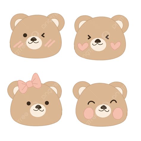 Cute Korean Clipart Transparent Background Korean Bear Stickers Set