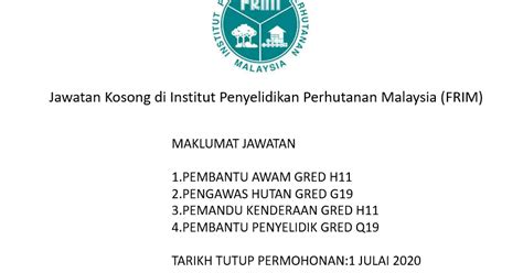 Jawatankosong terkini di institut pendidikan guru malaysia sesi 2020. Jawatan Kosong di Institut Penyelidikan Perhutanan ...