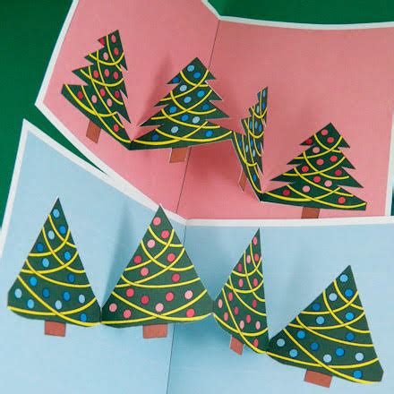 Paste the two trees on the surface of the card. How To Make A Pop Up Christmas Card, Pop Up Art Ideas
