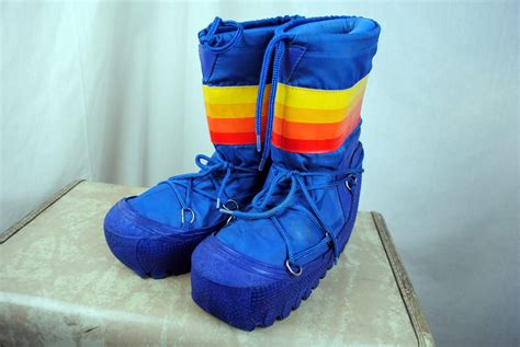 Vintage 80s Rainbow Moon Boots Size Womens 9 10