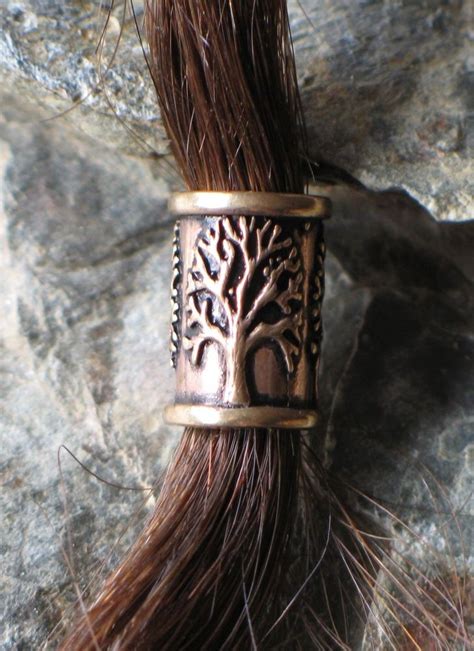 Hair Beard Bead Ring Bronze Viking Celtic Dreadlock Yggdrasil Tree Of