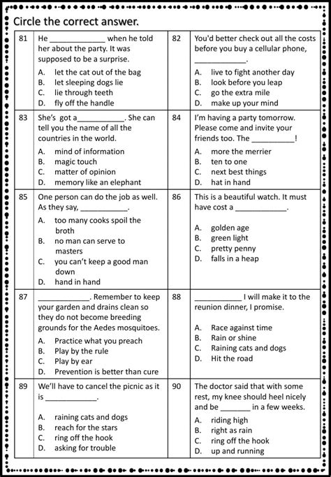 vocab proverbs idioms interactive worksheet