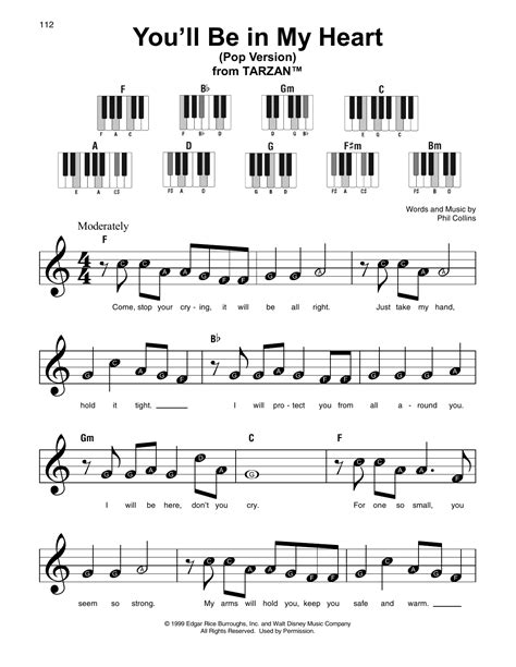 Youll Be In My Heart Pop Version Super Easy Piano Sheet Music