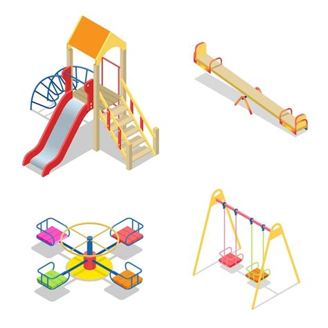 Premium Vector Playground Playground Slide Theme Elements Isometric