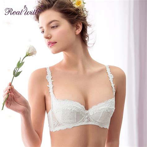 Realwill Floral Lace Bra Underwire Half Cup Push Up Newest Design Lady