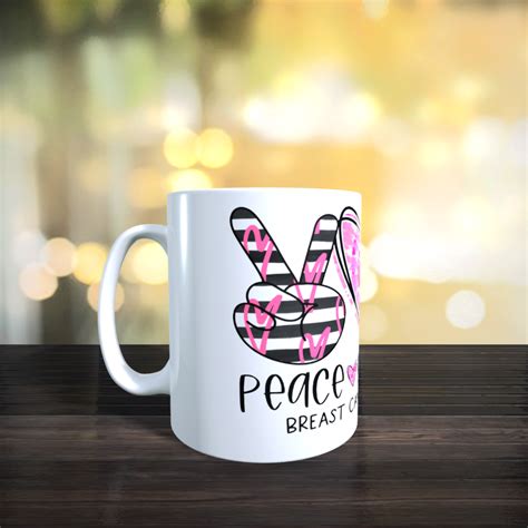 Peace Love Care Breast Cancer Awareness Mug Numonday