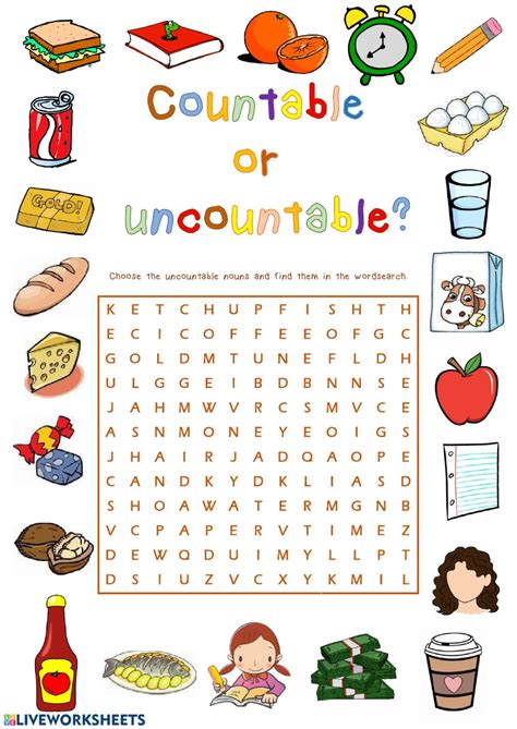 Countable Uncountable Nouns Countable And Uncountable Nouns Worksheet