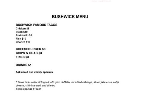 Online Menu Of Bushwick Restaurant Warren Ohio 44483 Zmenu