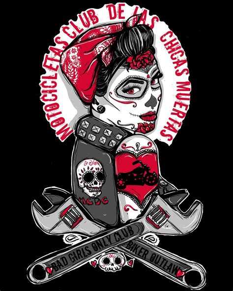 X Rockabilly Pin Up Tattoo Flash Day Of The Dead Girl Biker Outlaw De Calaveras Cr Neo