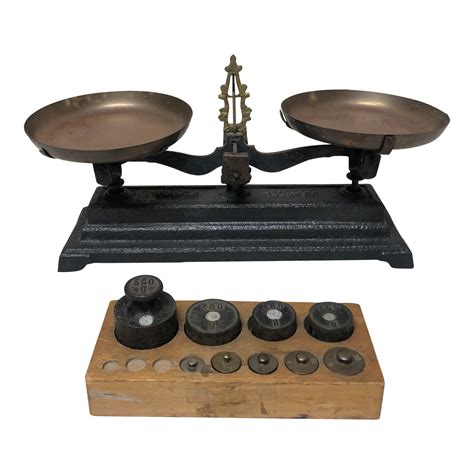 Antique Balance Scale With Weights From The Brittany Region Of France