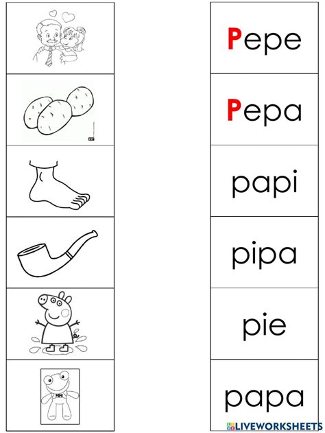 Ejercicio De Práctica Vocabulario Letra P Actividades Con La Letra P
