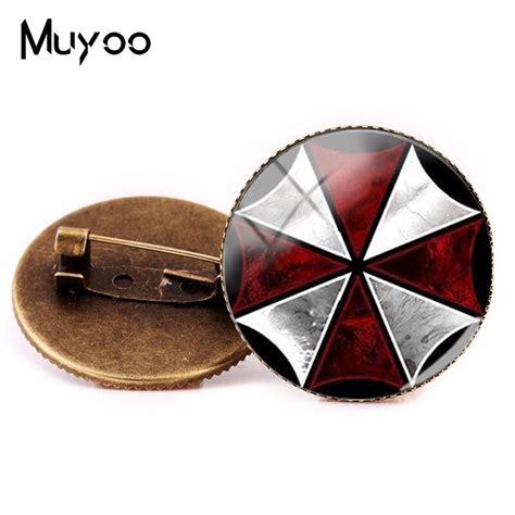 2018 New Style Resident Evil Umbrella Brooch Pin Glass Metal Brooches