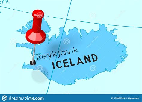 Iceland Reykjavik Capital City Pinned On Political Map Stock