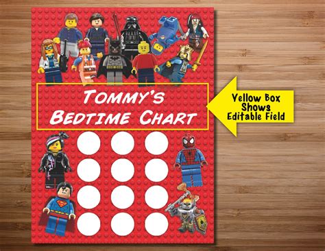 Lego Bedtime Chart Chart Progress Reward Good Behavior Etsy España