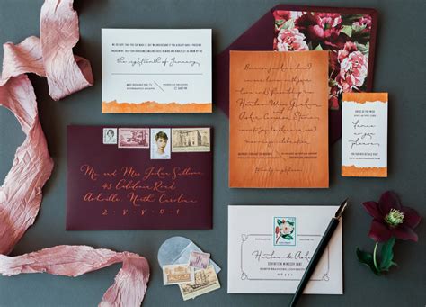 In the leather rich countryside, the usage of the rustic wedding invitations are hot popular. Copper and Leather Wedding Invitation Inspiration