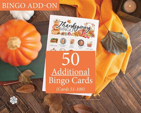 Add On 50 Additional Thanksgiving Bingo Cards Numbered Etsy