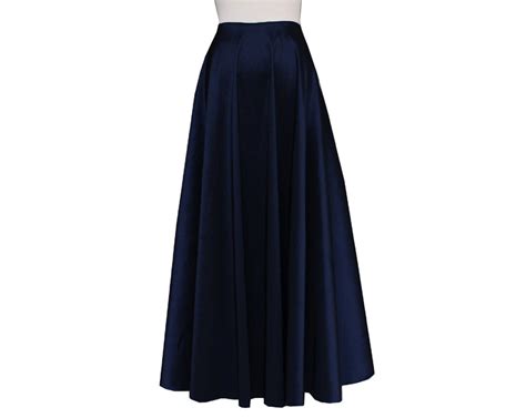 Long Taffeta Skirt Navy Blue Floor Length Formal Evening Maxi
