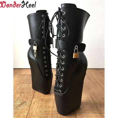 wonderheel new ballet boots laceup 7 heel with strange heel matt pu leather fashion sexy fetish
