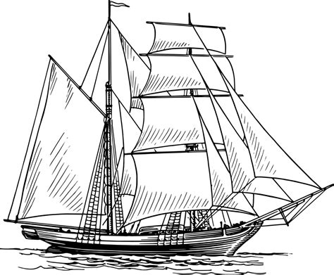 Brigantine Boat Drawing Sailing Ships Ship Drawing