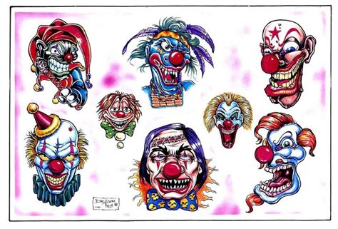 Impressive Colorful Clown Head Tattoo Flash Clown Tattoo Tattoo