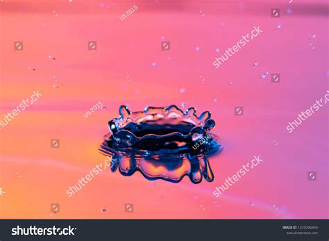 Closeup Water Drop Falling Multi Color Stock Photo 1329296969