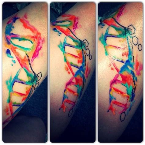 Watercolor Dna Science Tattoo On Sleeve Dna Tattoo Biology Tattoo