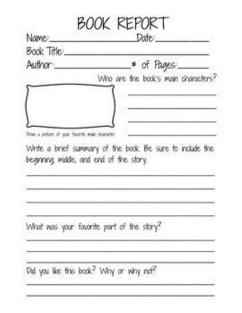 Second Grade Book Report Template Professional Templates