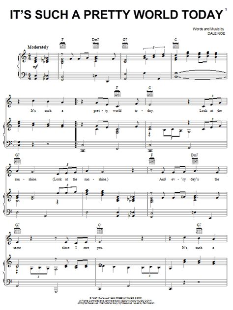 Its Such A Pretty World Today Sheet Music Wynn Stewart Piano Vocal And Guitar Chords Right