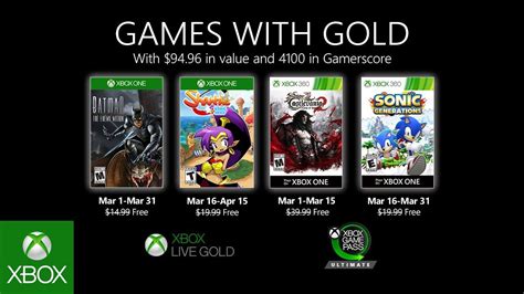 Games With Gold Microsoft Svela I Giochi Gratis Di Marzo Per Xbox One