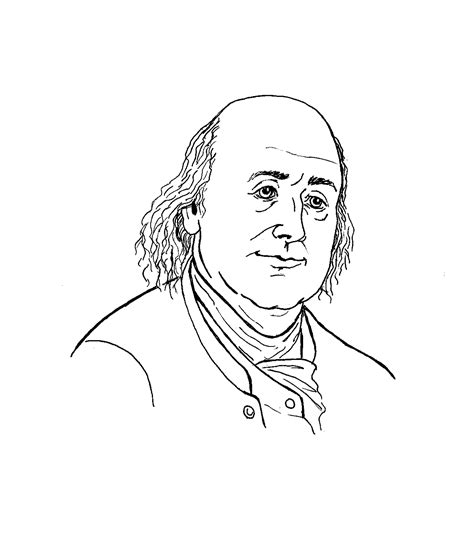 Benjamin Franklin Drawing Sketch Coloring Page