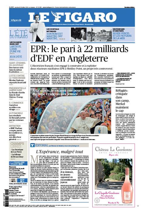 Le Figaro N°22385 Du 29 Juillet 2016 à Télécharger Sur Ipad