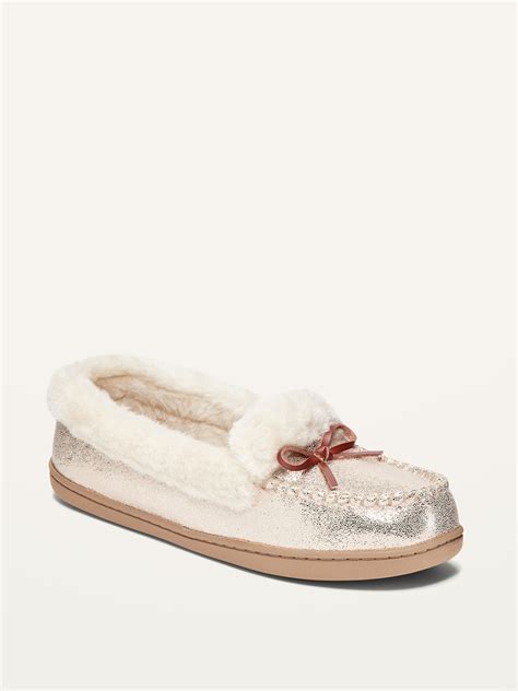 Faux Suede Sherpa Lined Moccasin Slippers For Women Old Navy
