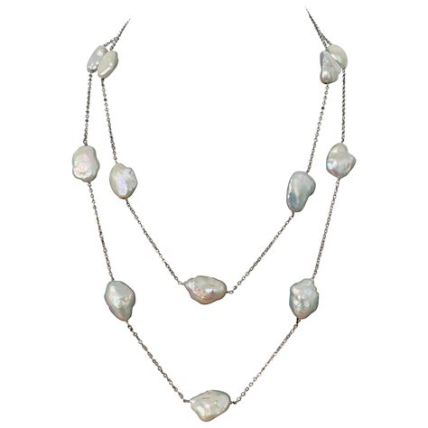 Large Lustrous Keshi Pearls Necklace At 1stdibs Large Keshi Pearls