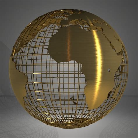 Golden Earth Globe On Spherical Grid Cgtrader